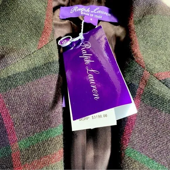 Ralph Lauren Fall ‘20 Collection Cashmere Blend Olive Multi Plaid Preston Jacket - Picture 10 of 16